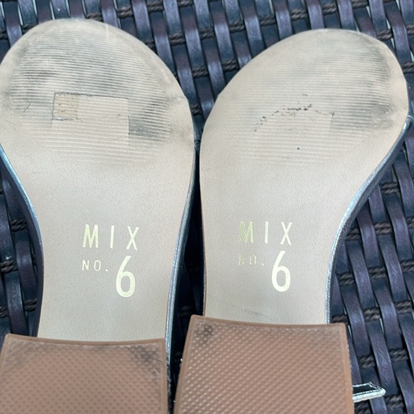 Mix No. 6 CYM Silver Metallic Faux Leather Sandals Block glitter Heels Women 7.5 - Picture 10 of 13
